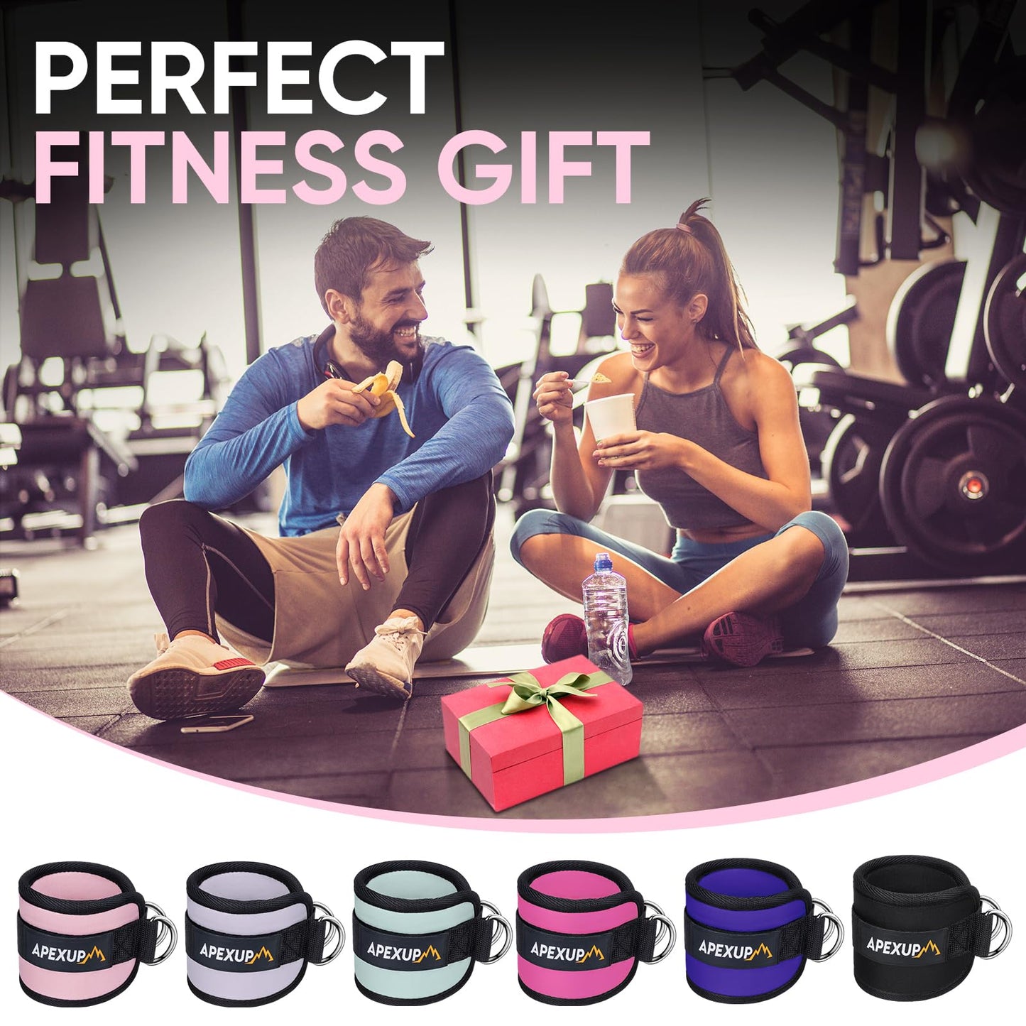 APEXUP Ankle Strap for Cable Machine, Ankle Resistance Bands, Cable Kick Back Ankle Straps for Gym, Glute Workouts, Leg Extensions, Adjustable Straps with Neoprene Padding (Single, Black)
