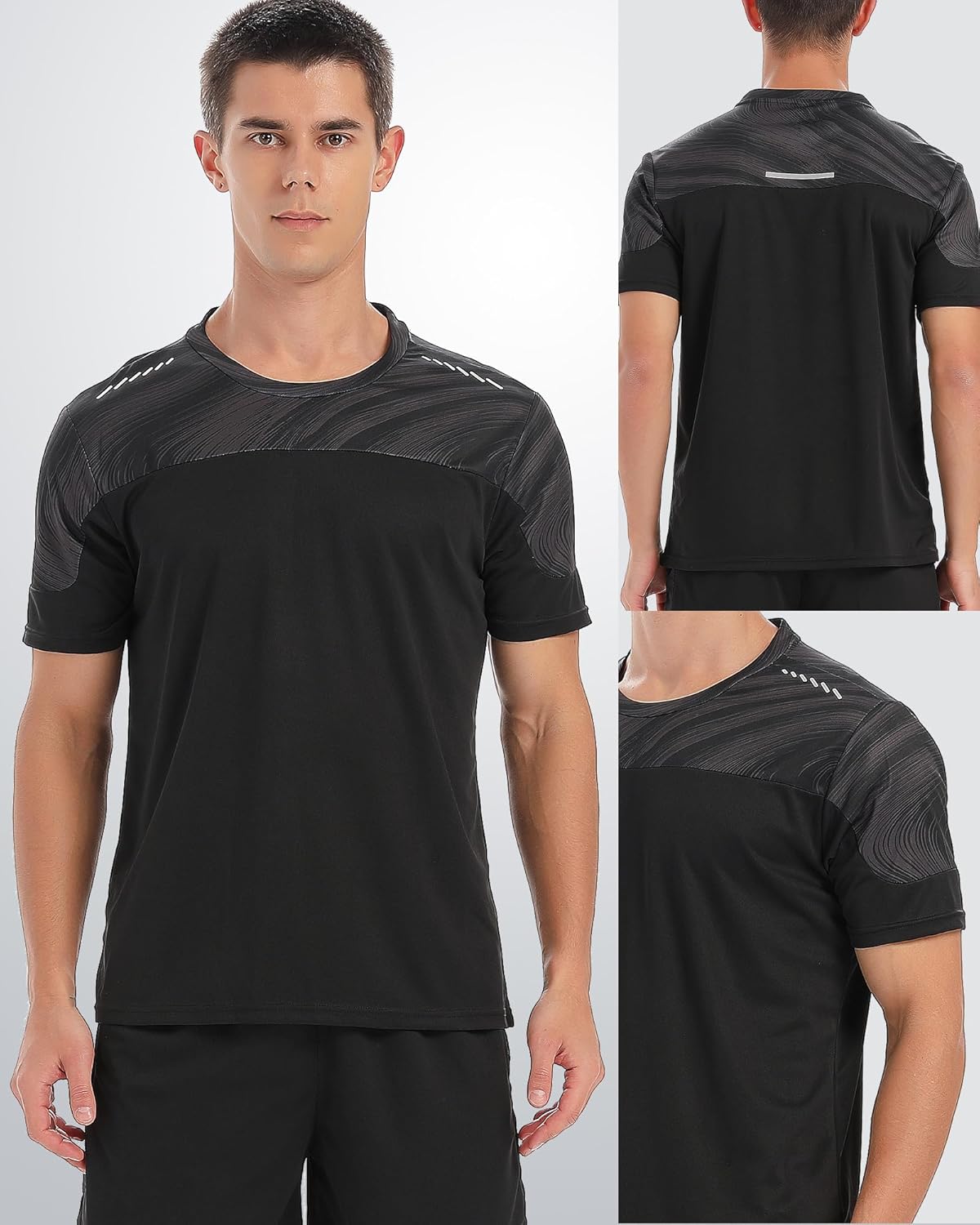 Skiennix 5 Pack Men's Workout Shirts - Quick Dry Athletic Short Sleeve Crew Neck Tees