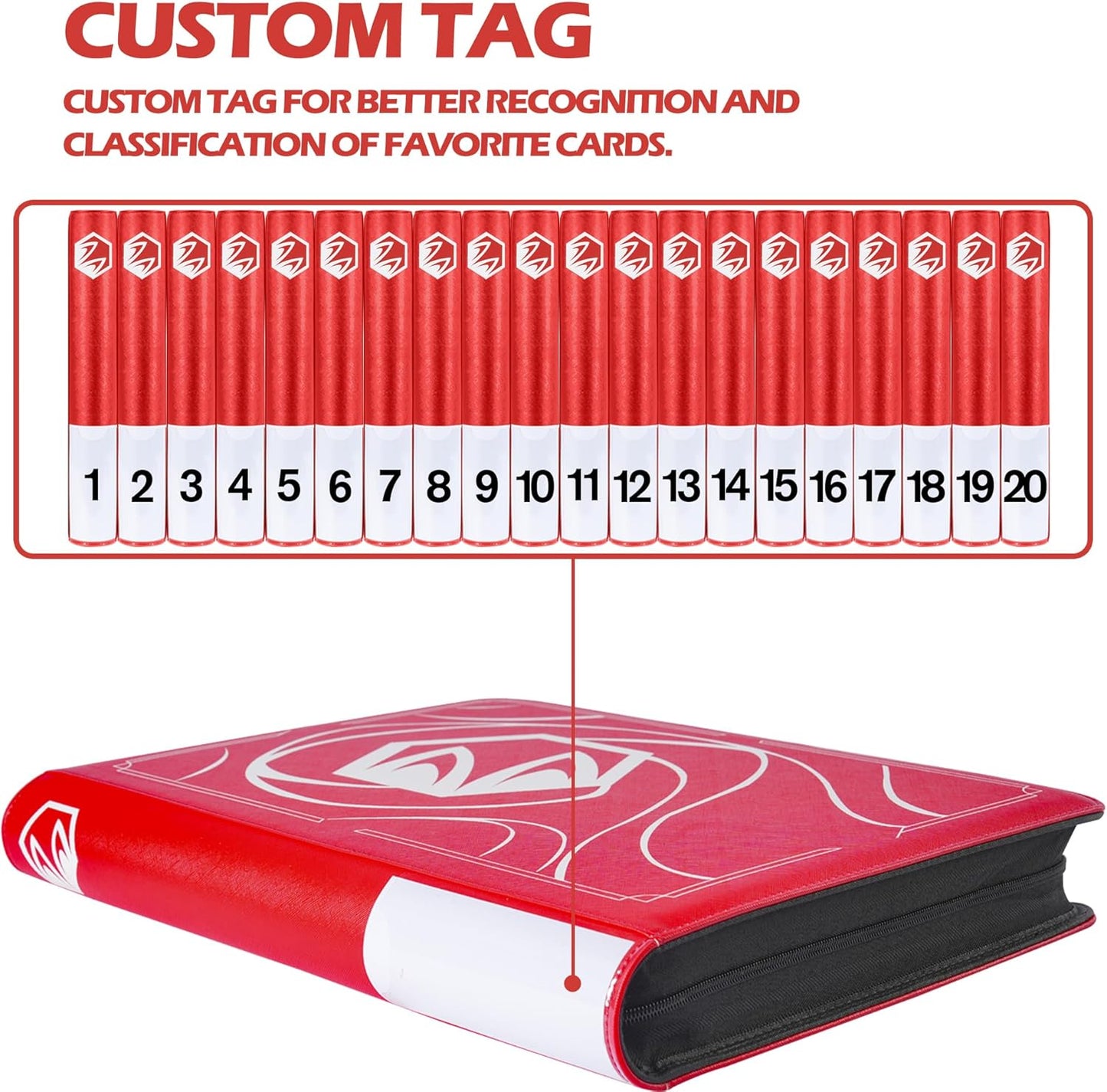 Skiennix Lorcana Card Binder - Premium 16 Pocket Trading Card Album for 1024 Cards | Classic Red