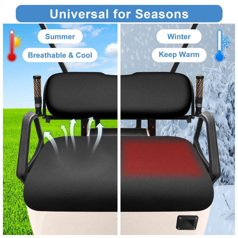 MOSNAI Universal Golf Cart Seat Covers Set for EZGO TXT/RXV, Club Car DS/Precedent, Yamaha G29/ Drive 2 Front Seats, Durable Breathable Bench Seat Covers Washable Polyester Mesh Cloth Without Logo