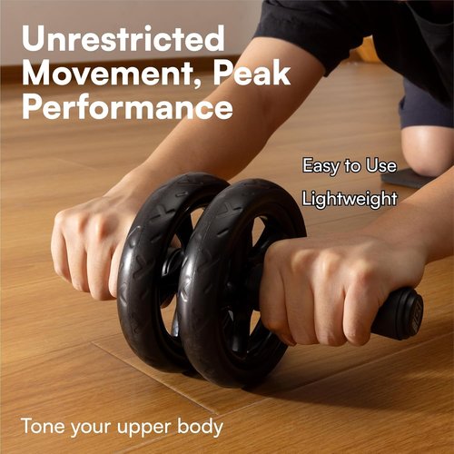 H&S Ab Roller Wheel - Premium Core Exercise Equipment With Extra Thick Knee Pad Mat | Dual Glide Wheels