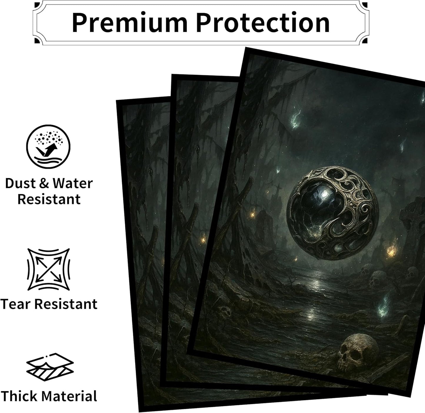 MTG Card Sleeves - Element Series (Earth, Fire, Wood, Water, Dark) - Ultra Clear & Matte Finish, 100 Count Standard Size