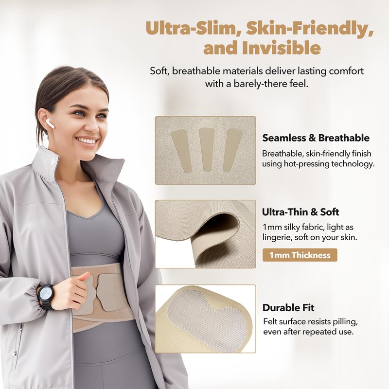 Ergo CoreActive Slim Fit Lower Back Brace – Ultra-Thin Ergonomic H-Shaped Resin Support, Seamless Design for Strong & Comfortable Lumbar Support, Lightweight & Discreet Back Brace (Beige, X-Large)