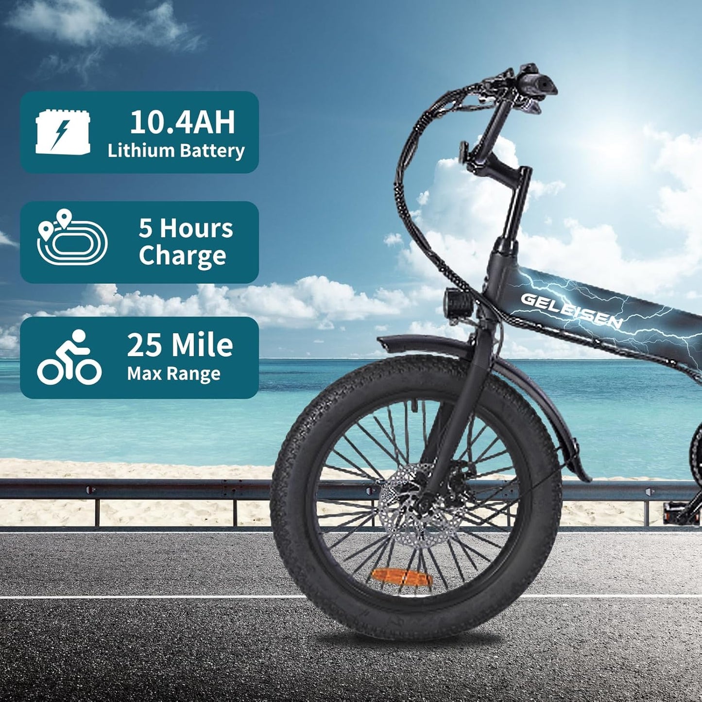 Skiennix Folding Electric Bike - 20" Fat Tire Ebike with 374.4Wh Battery & LCD Display | 20MPH Speed