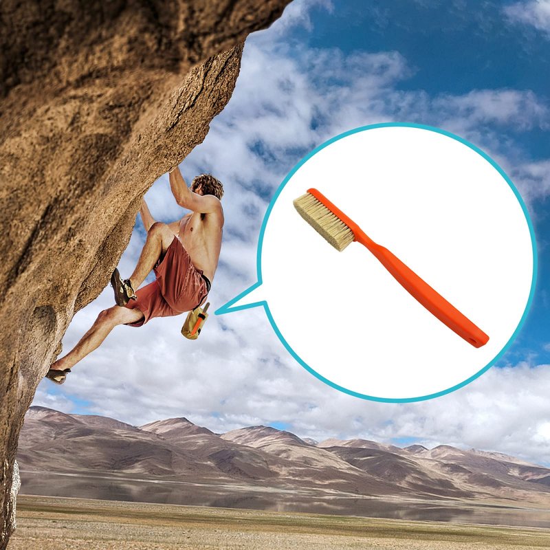 Climbing Chalk Brush with Thick Ultra Durable Boar's Hair Bristles, Bouldering Brush with Ergonomic Handle Portable with Climbing Chalk Bag(Not Included) for Climbing Wall Holds (Black+Deep Blue)