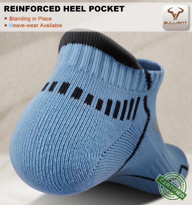 BULLIANT Men Running Socks 6Pairs-Ankle Athletic Socks Wicking Cushioned for Men Walking-Arch Compression Support(6Pairs,Shoes Size:Men 10-12)
