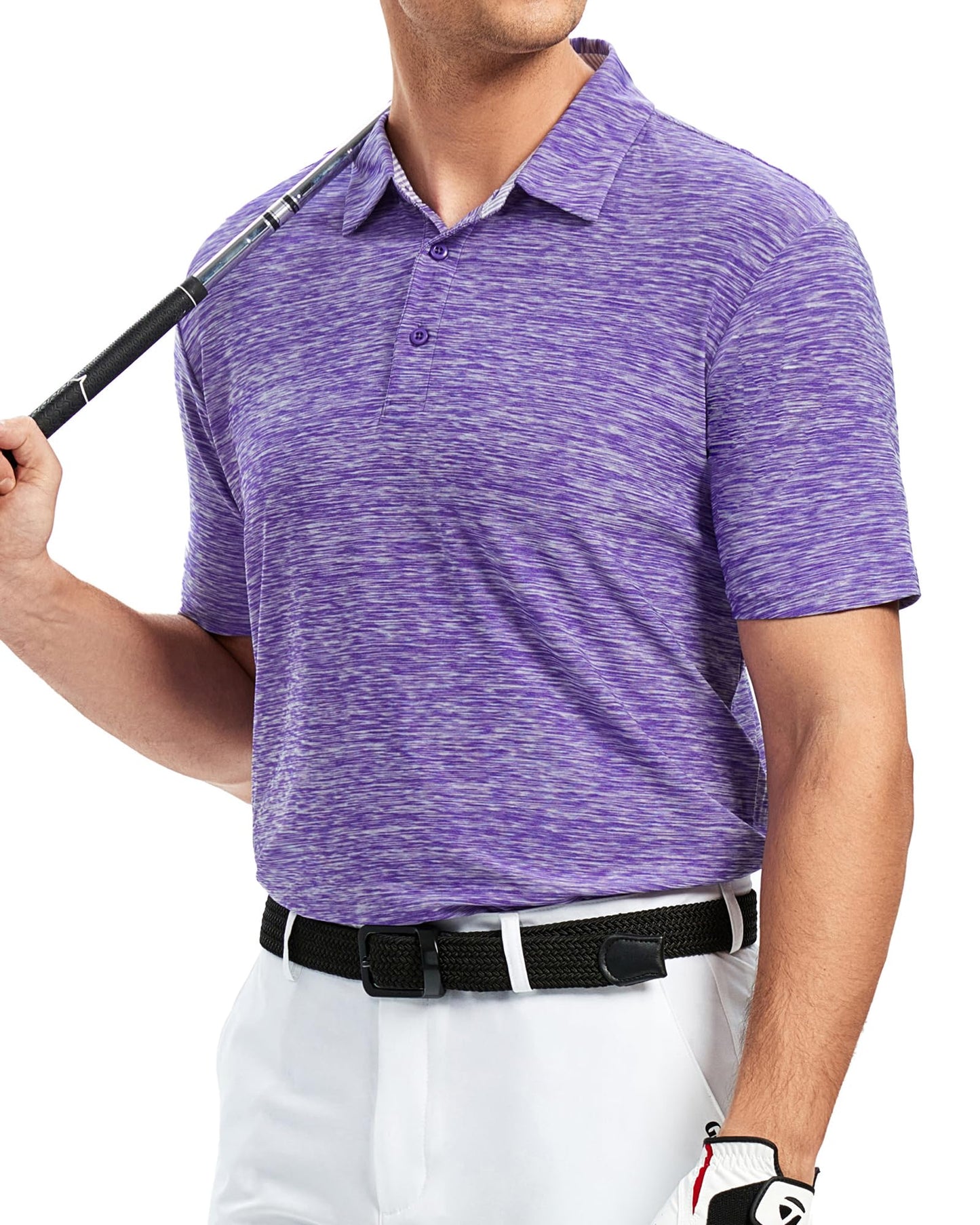 Alex Vando Mens Golf Shirt Moisture Wicking Quick-Dry Short Sleeve Casual Polo Shirts for Men,Purple,XL