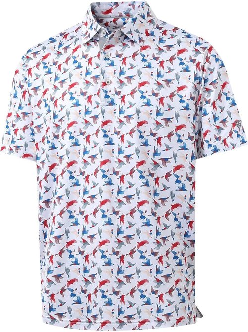 M MAELREG Men's Golf Polo Shirt - Short Sleeve, Moisture-Wicking, Performance Print | Comfortable Fit