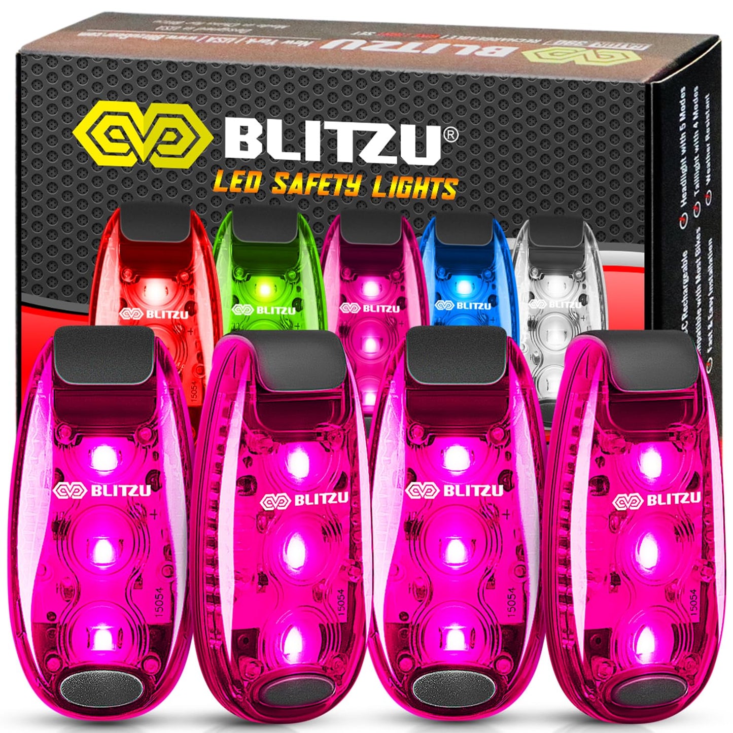 LED Safety Lights 4 Pack, Clip On High Visibility Strobe Light for Walk Run