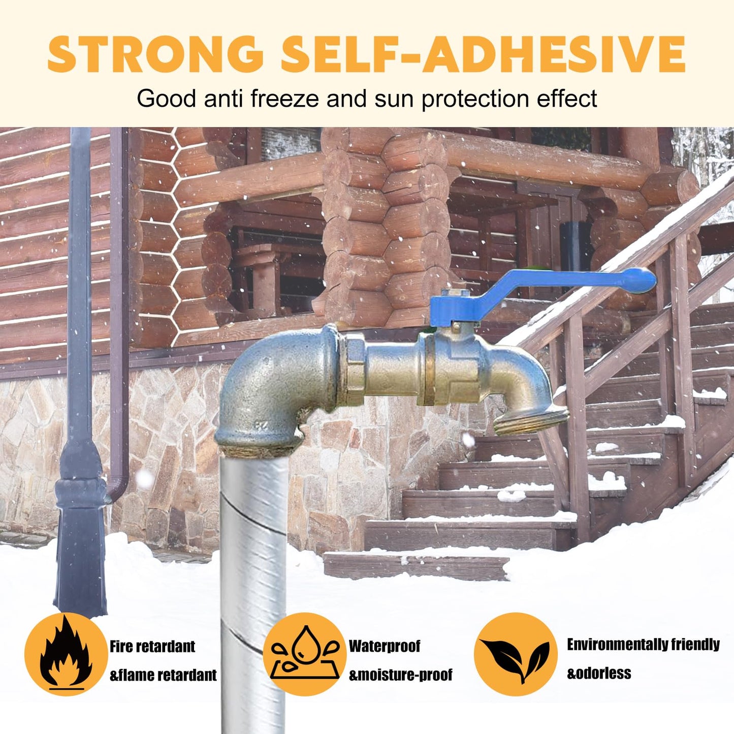 Pipe Insulation Wrap Foam Tube Self Adhesive Heat Tape for Water Pipes, Outdoor Foam and Foil Water Pipe Insulation Wrap for Winter