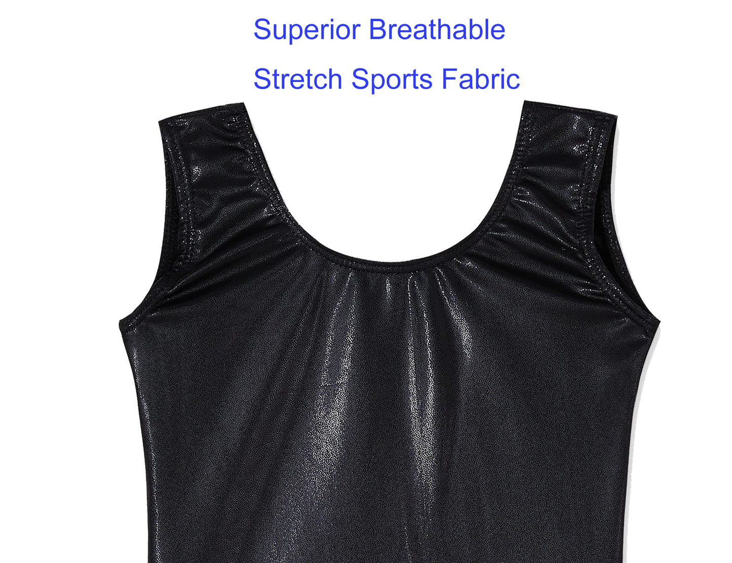 Domusgo Gymnastics Leotards for Girls 10-12 Years Old Black Sparkly One Piece Tumbling Outfits