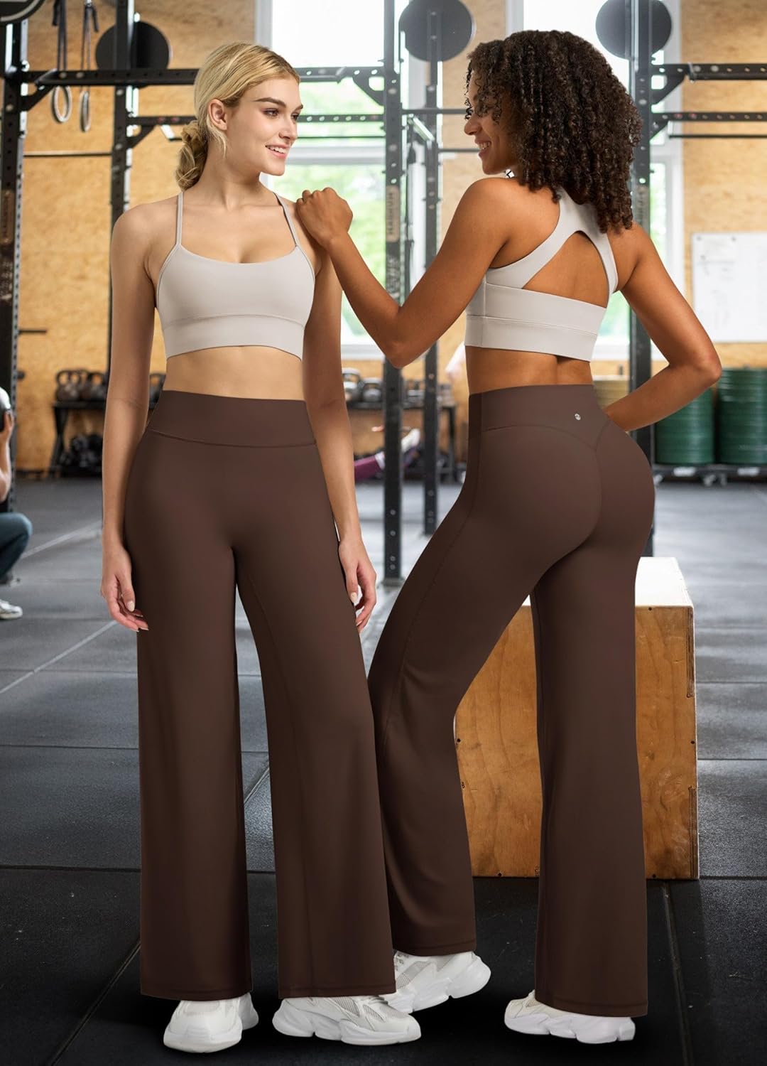 Willit Women's High Waist Buttery Soft Workout Leggings - 31" Straight Leg Yoga Pants in Deep Brown, XS