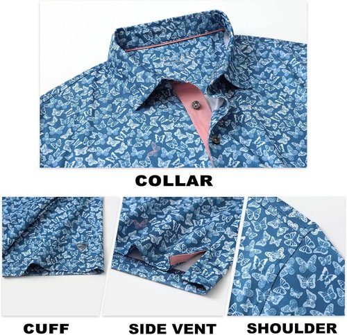 M MAELREG Men's Golf Shirt - Short Sleeve Moisture-Wicking Performance Polo | Stylish Print Design