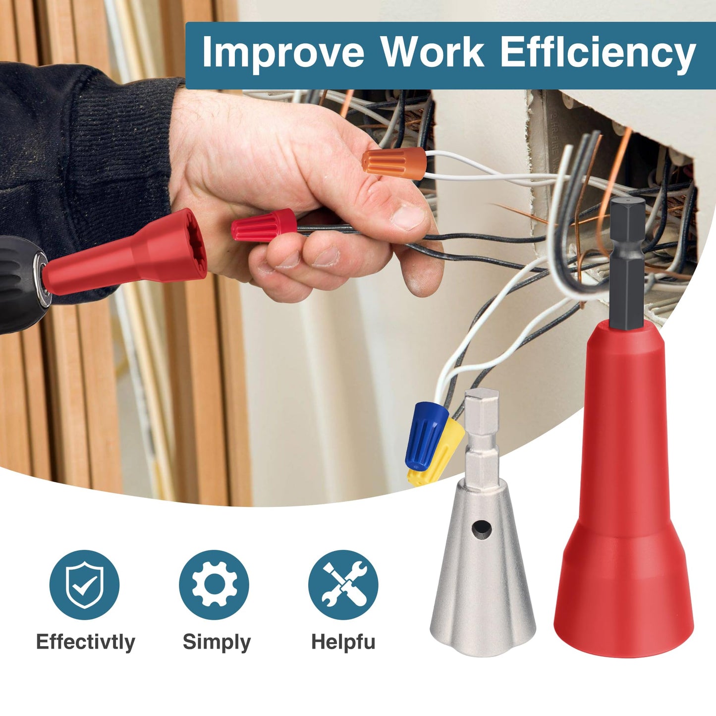 Wire Nut Twister,Wire Twisting Tool,Wire Nut Twiter for Drill,Spin Twist Wire Connector Socket,Wire Connector Driver with 1/4" Chuck,Wire Stripping and Twisting Tool(Wire Nut Twister Red)