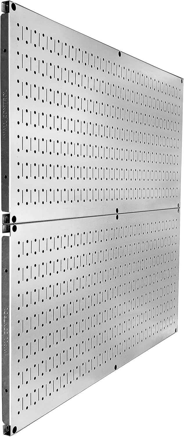 Galvanized Steel Pegboard Rack - 2 Pack 32” x 16” Metallic Tool Storage Panels