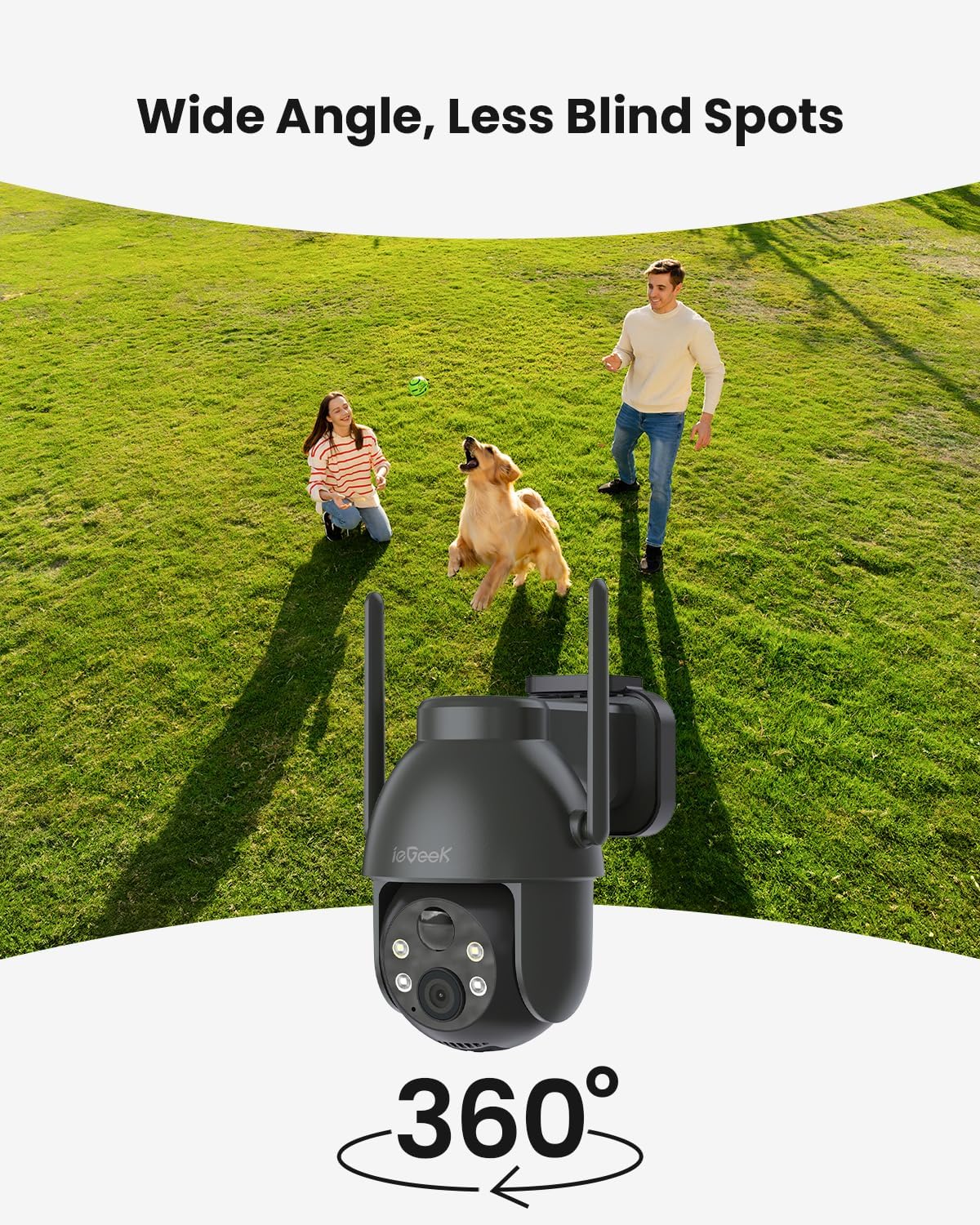 2K Solar WiFi Security Camera - Wireless Outdoor Surveillance with 360° PTZ & Night Vision