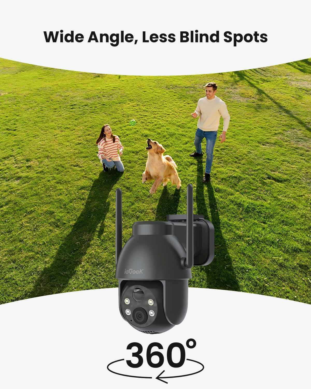 2K Solar Wireless Security Camera - Outdoor Battery-Powered Surveillance with 360° PTZ, Color Night Vision & 2-Way Audio