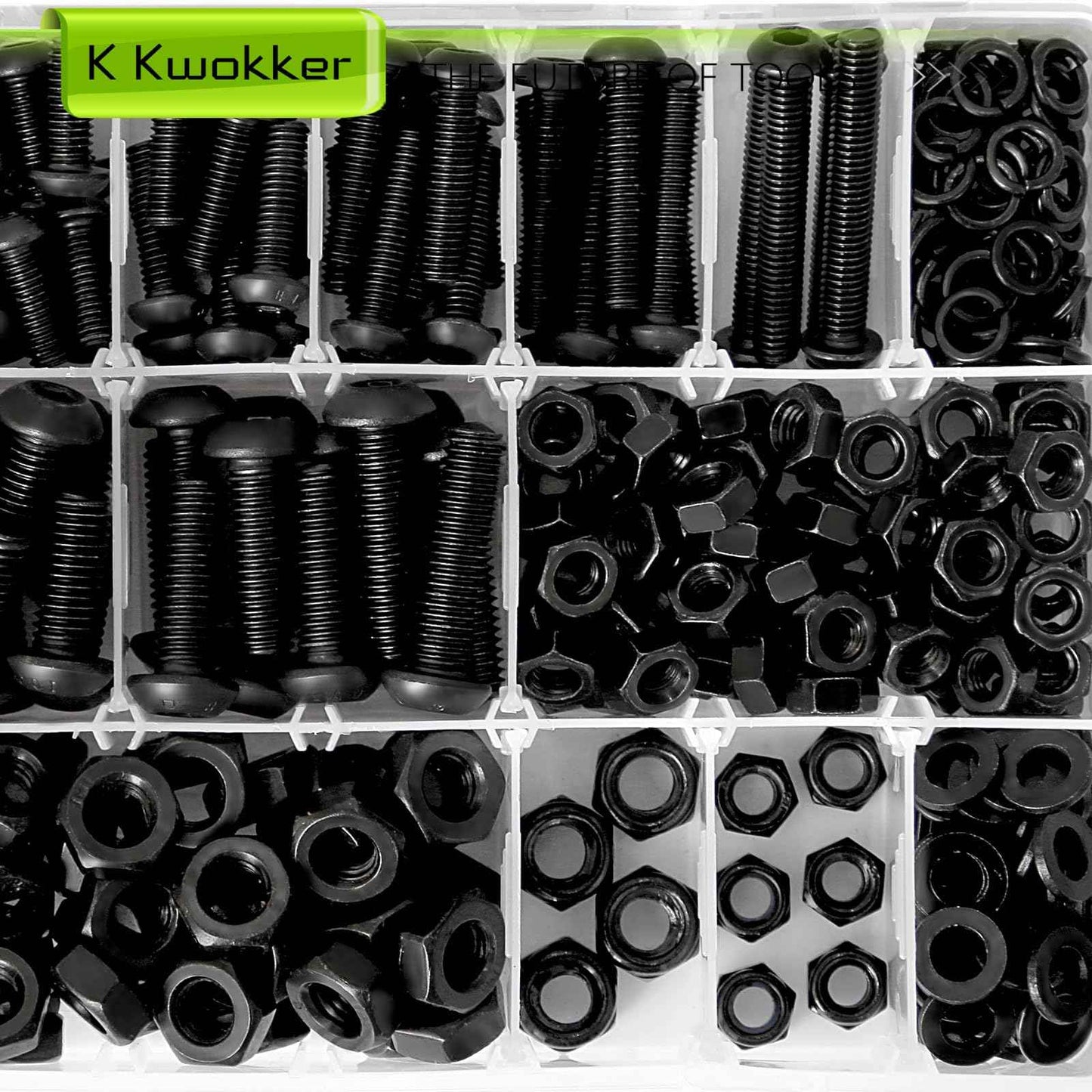K Kwokker 500Pcs M6 M8 Metric Screws Assortment Kit 12MM-40MM with Lock Nut, Button Head Hex Socket Nuts and Bolts Assortment Kit, 10.9 Alloy Steel Machine Screws w/Washers, M6x1.0 Bolt, M8x1.25 Bolt