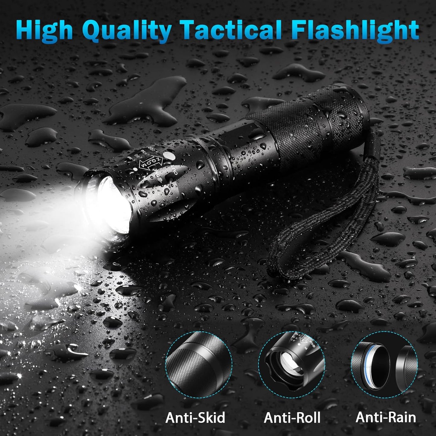 Skiennix 6-Pack LED Flashlights - High Lumens Tactical Flashlights with 5 Modes | Compact & Powerful for Home & Camping