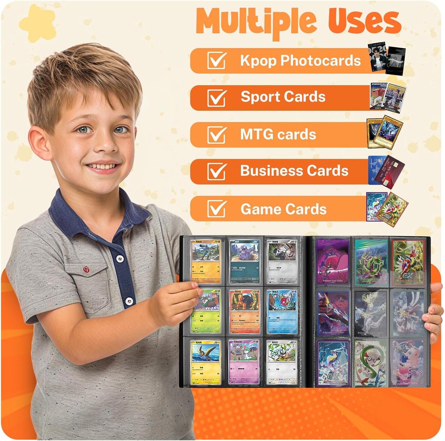 Skiennix Card Binder - 9 Pocket Trading Card Album with 360 Capacity | Premium Black Sports Card Folder