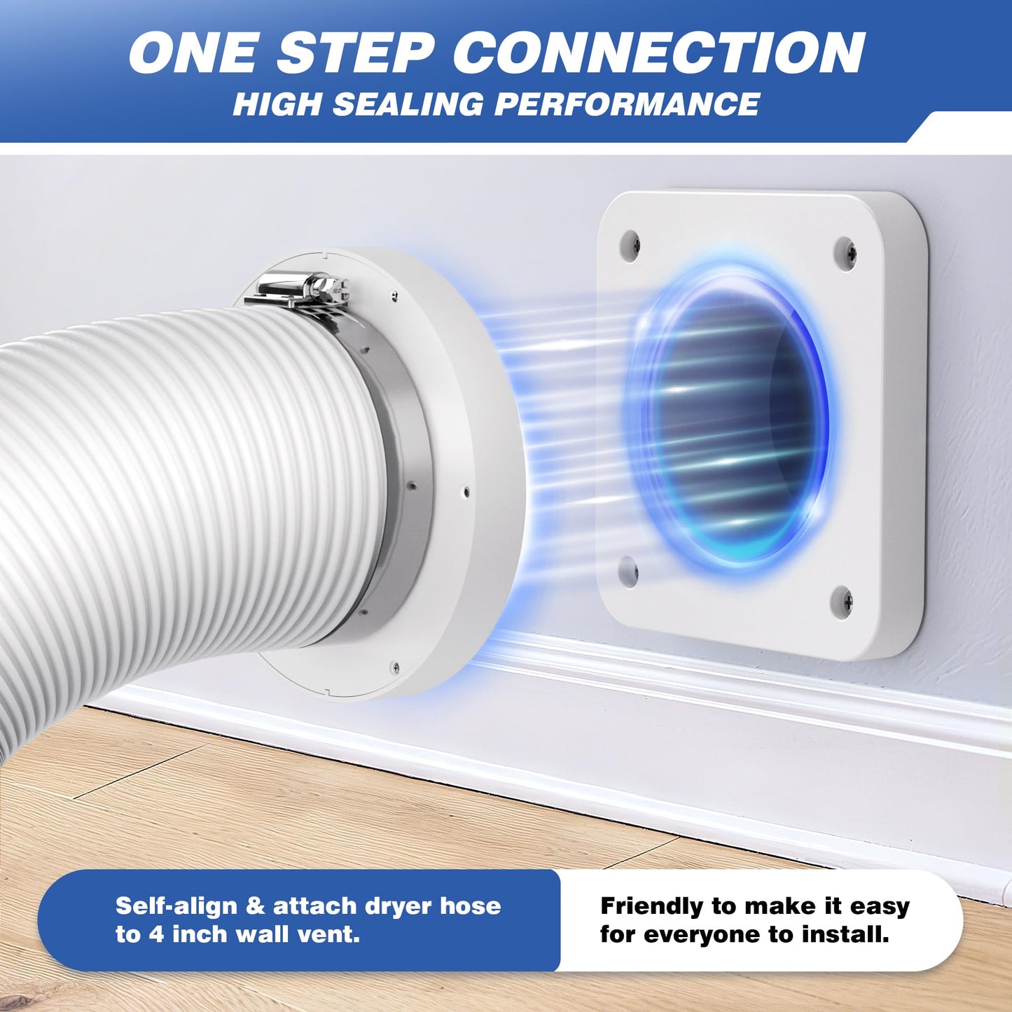 RDXTIK Magnetic Dryer Vent Connector, DV180 Airtight Seal Dryer Vent Coupling Kit with 4" 3.3ft Duct, Quick Connector For Tight Space and Easy to Clean