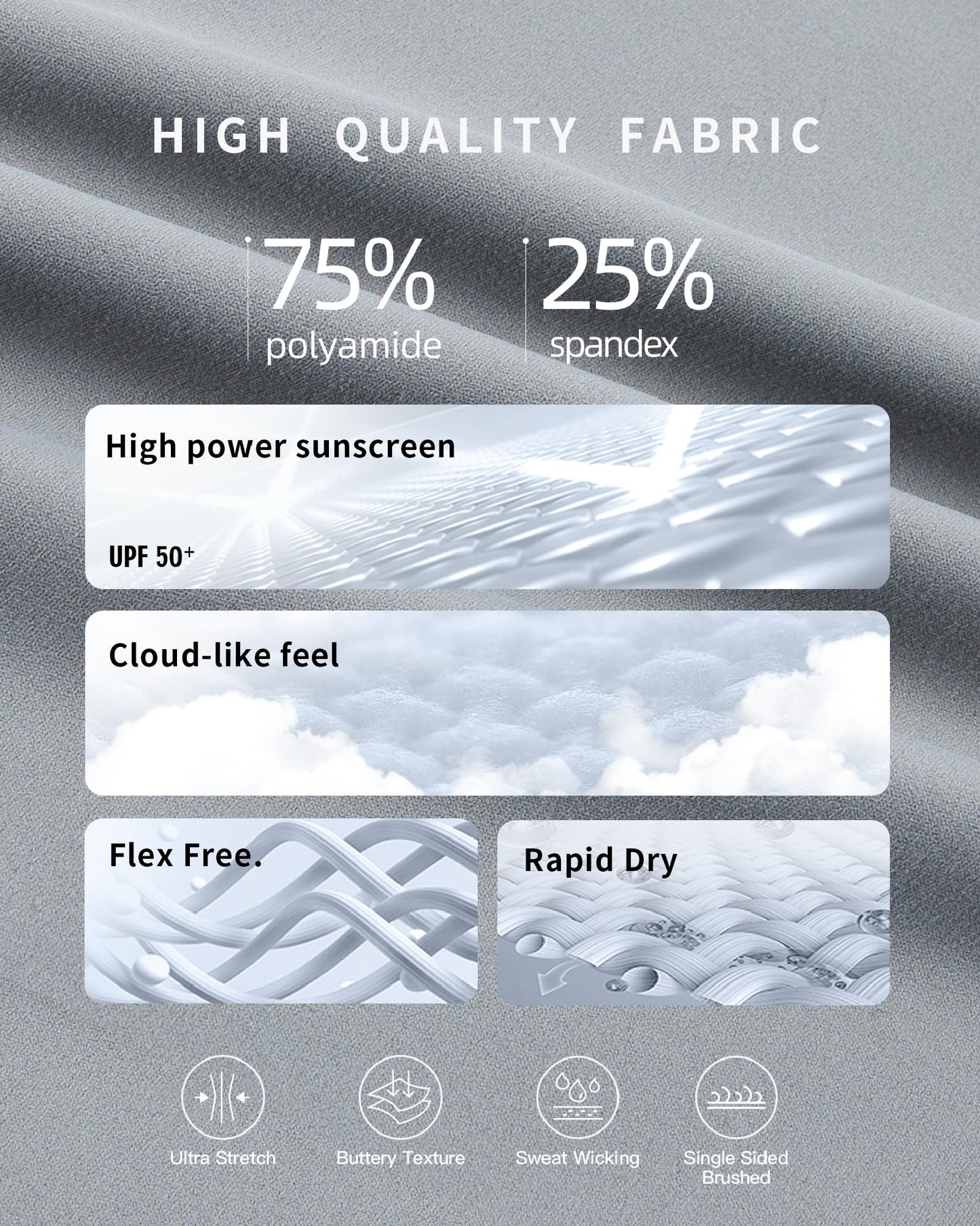 SURF CUZ Women's Board Shorts 5" Seamless Gym Biker High Waist Running Spandex Yoga Tummy Control Leggings Light Gray