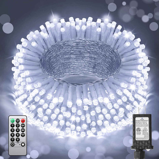 120FT 380 LED Christmas String Lights, 8 Modes Plug in Fairy Lights Connectable, Timer & Memory, Indoor Outdoor Twinkle Light for Christmas Tree Yard Outside Bedroom Classroom Decoration, Cool White