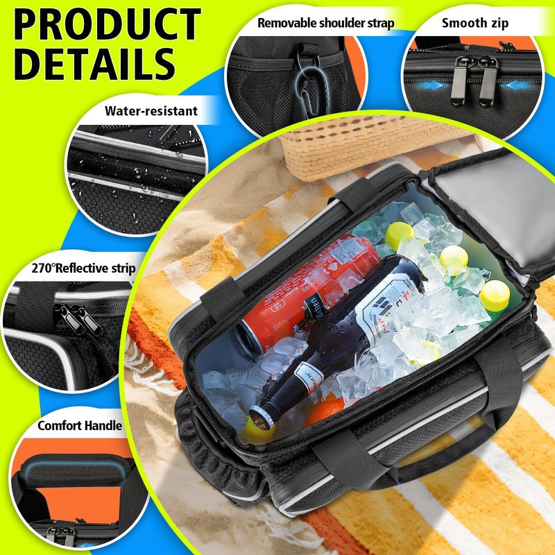 Desing Wish 16L Bike Bags for Bicycle Rear Rack Large Capacity Insulated Bicycle Rack Pouch Ebike Pannier Bag Bike Saddle Seat Pouch for Cycling Trip/Commuter (Black)