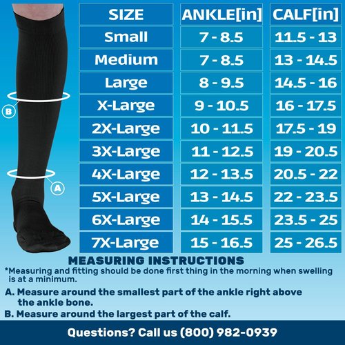 ABSOLUTE SUPPORT Made in USA - Compression Knee High for Women & Men 20-30mmHg - Graduated Support Opaque Compression Socks for Swelling, Pregnancy, Leg Pain - Black, Medium - A105BL2