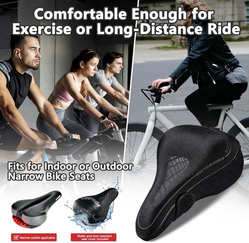 DAWAY Comfortable Bike Seat Cover - C3 Gel & Memory Foam Cushion for Peloton, Stationary, and Mountain Bikes