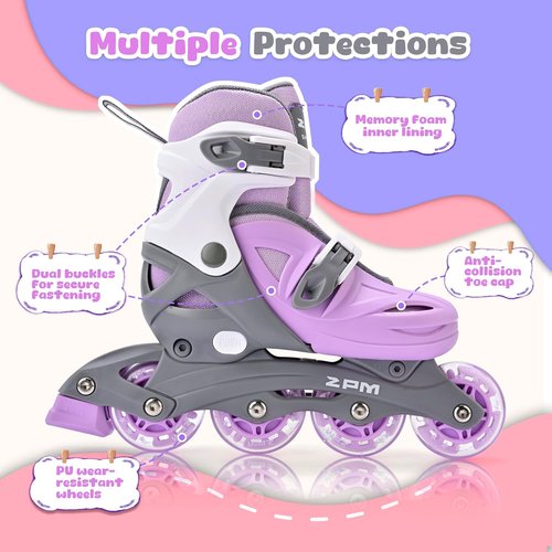 2PM SPORTS Inline Skates for Kids - Adjustable Light-Up Roller Skates for Ages 4-12