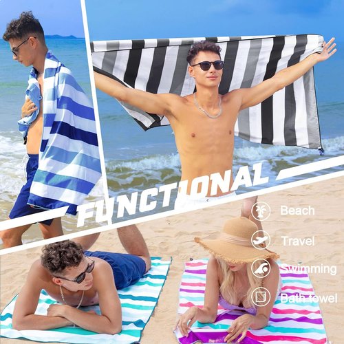 Exclusivo Mezcla Oversized Microfiber Quick-Dry Beach Towels - Lightweight & Sand-Free | Green & Purple, 35x70 Inches