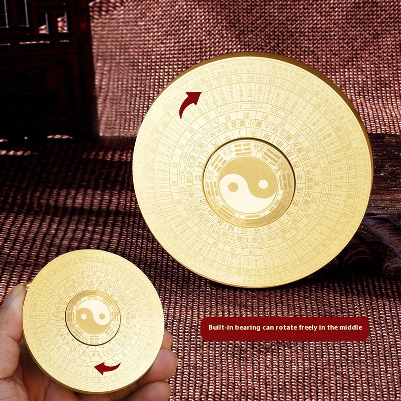 Mini Rotation Compass Feng Shui Amulet Ornament Good Luck Charms Chinese Decor Brass Bagua Compass (Style D)