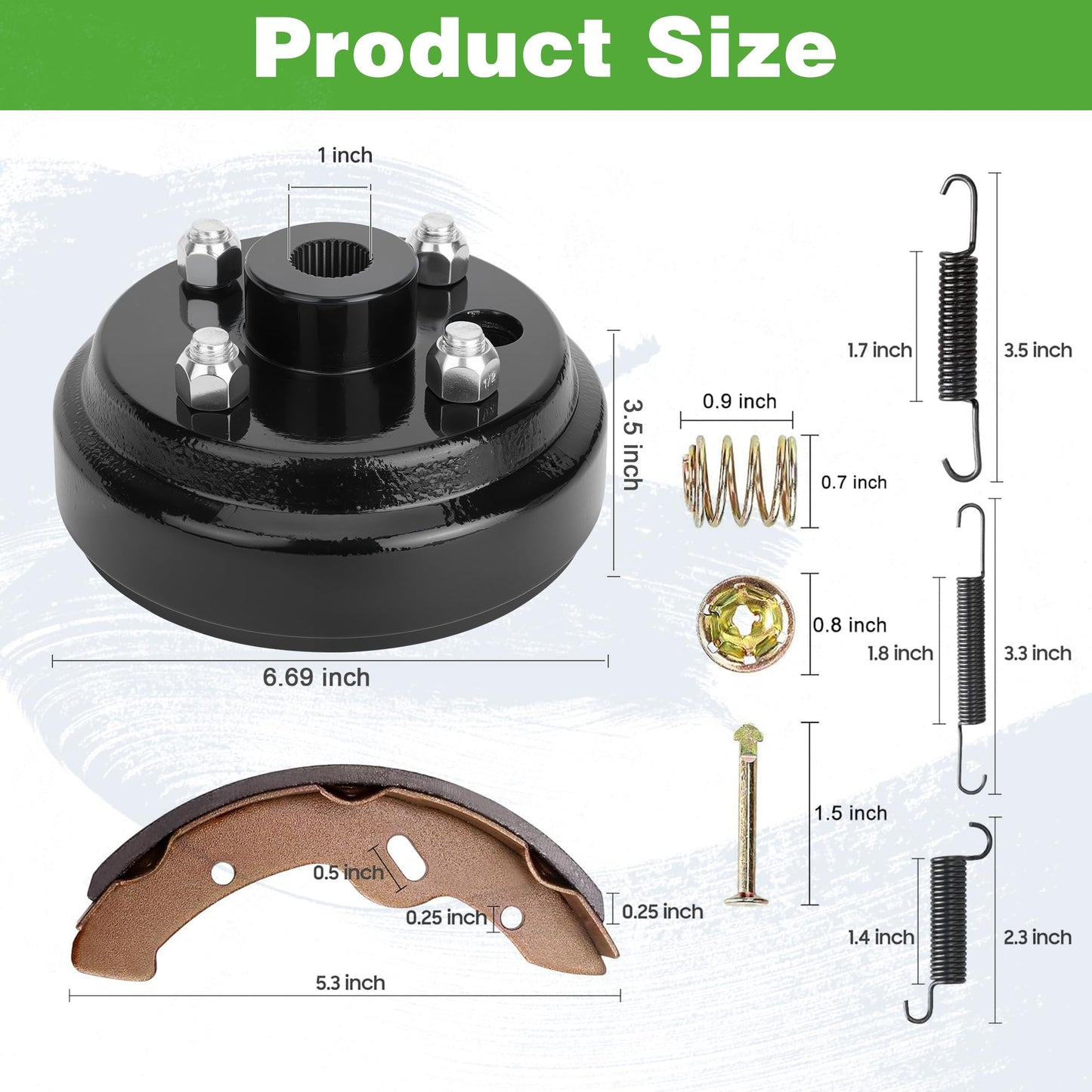 10L0L Golf Cart Brake Maintenance Kit for 1997-Up 4 Cycle Gas EZGO TXT Marathon Medalist Columbia 1" Hole Brake Hub Drums Pads/Shoes Spring Kit OEM# 21807-G1 41843-94 70794G01 70795G01 27943G01