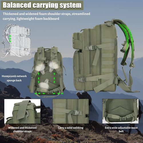 Createy 45L Military Tactical Backpack - Large 3-Day Assault Pack for Camping & Hiking