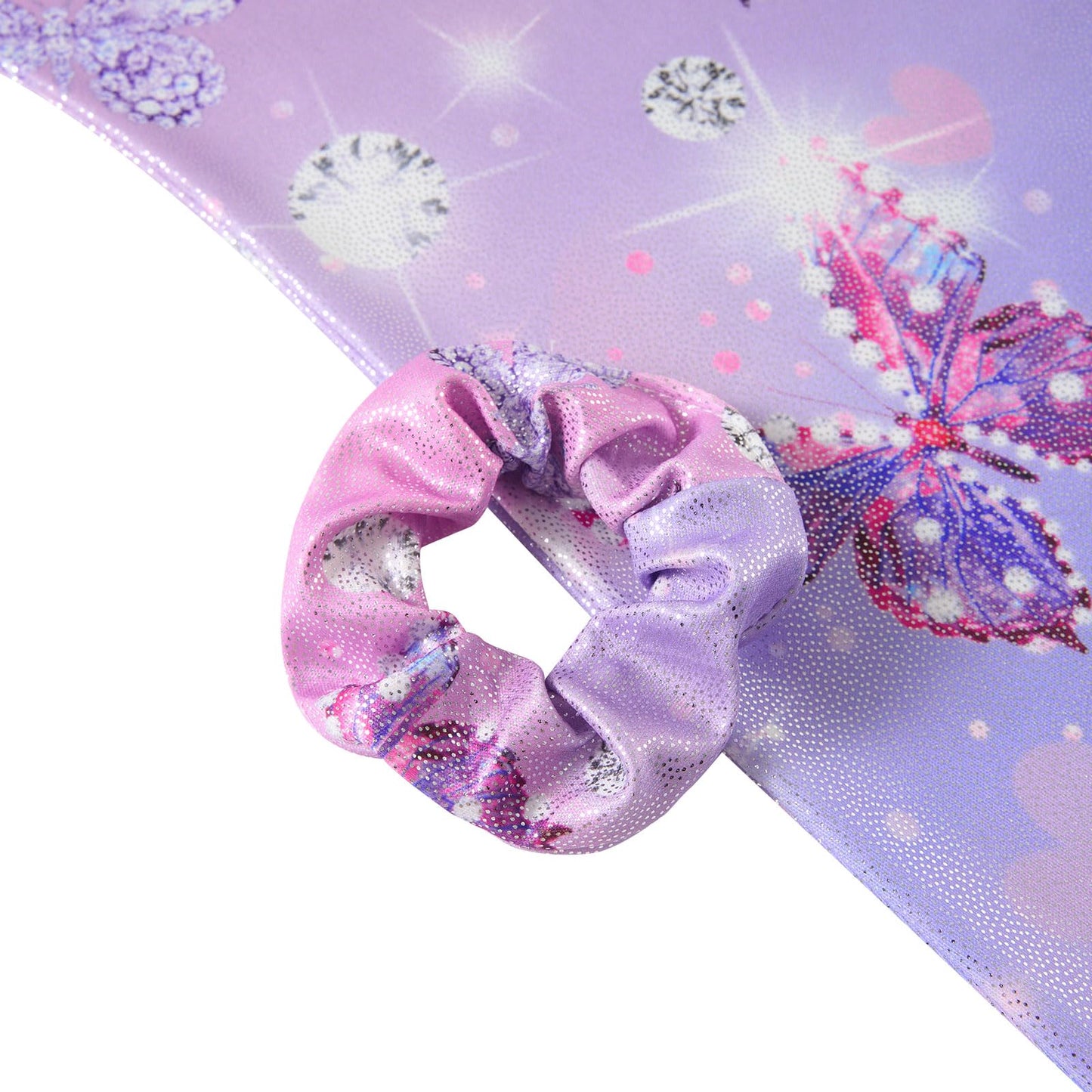 Vogseek 6-7Y Girls Gymnastics Leotards with Hair Scrunchie, Purple Shiny