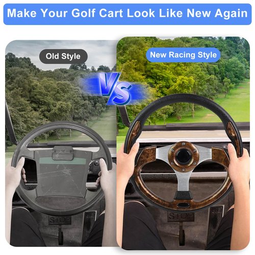 Golf Cart Steering Wheel Fit Club Car EZGO Yamaha Universal Steering Wheel for EZGO TXT RXV, Club Car DS Precedent Tempo, Yamaha G2-G29 Most Golf Cart