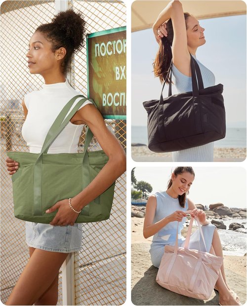 BAGSMART Tote Bag for Women - Zippered Work Tote with Compartments | Ideal for Travel & Gym