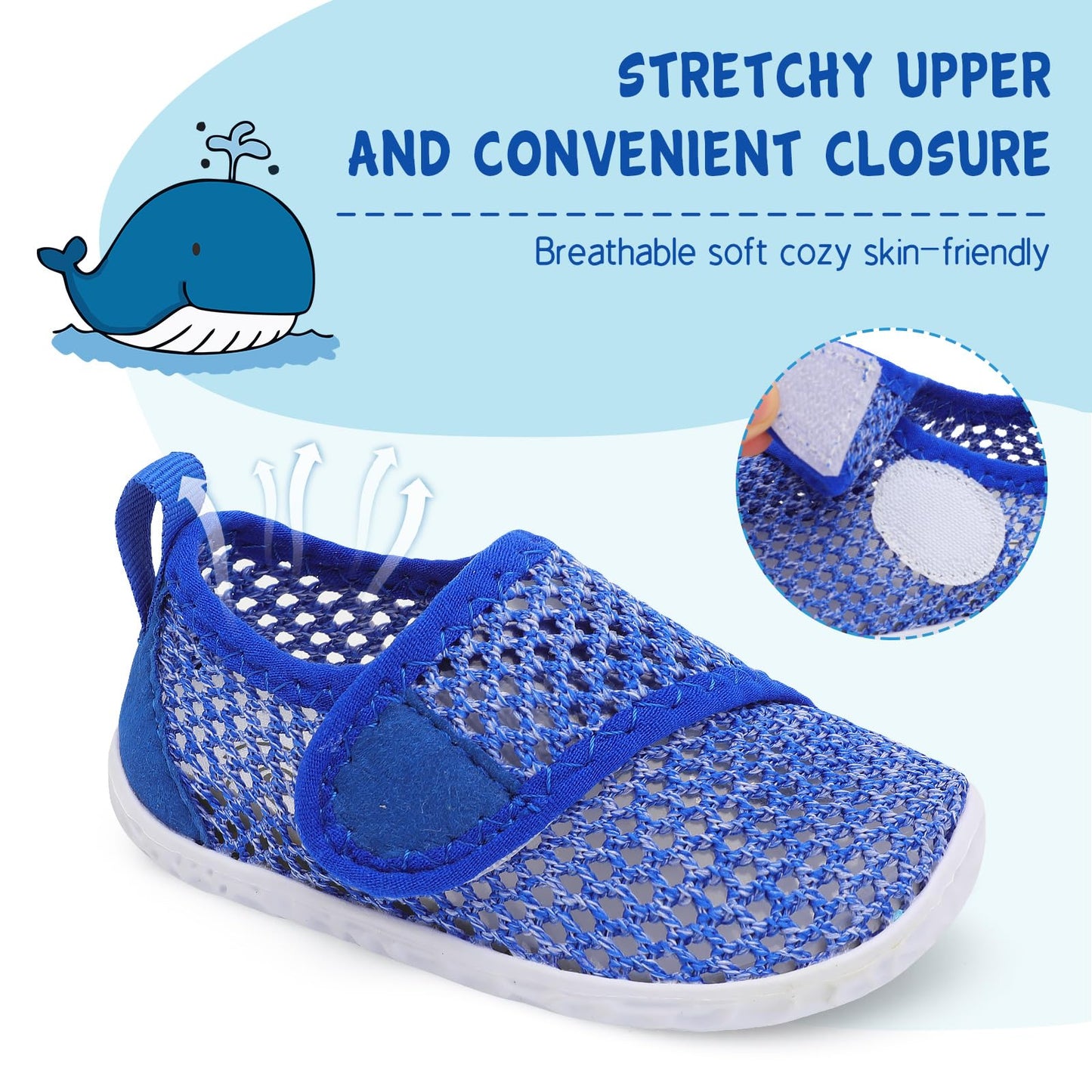 LeIsfIt Toddler Water Shoes Girls Boys Swim Shoes Kids Quick-Dry Breathable Aqua Socks Lightweight Non-Slip Barefoot Beach Shoe, Dark Blue, 8 Toddler