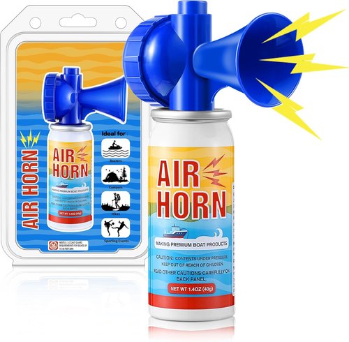 Air Horn - 122dB Loud Safety Signal | 1.4oz Compact Boat Horn for Boating, Camping & Events