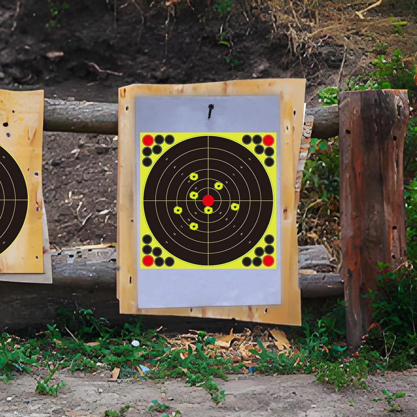 Reactive Fluorescent Shooting Targets by Splatter - 12x12” Adhesive Feedback Stickers with Repair Patches for Range Training