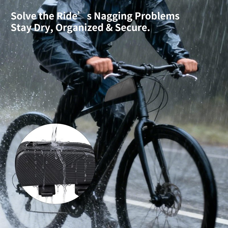 TGpao Waterproof Top Tube Bike Bag for Mountain Bikes, Large Capacity Front Triangle Storage Pouch with Reflective Stripes, Protect Your Phone, Money and Other Valuable Items