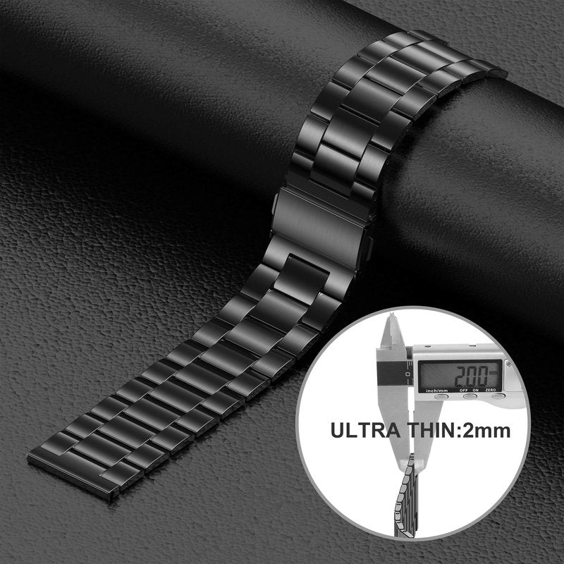 Wearlizer Stainless Steel Band Compatible for Fitbit Versa/Versa 2/Versa Lite Bands Women Men,Ultra-Thin Lightweight Replacement Band Strap Bracelet Compatible for Fitbit Versa Black