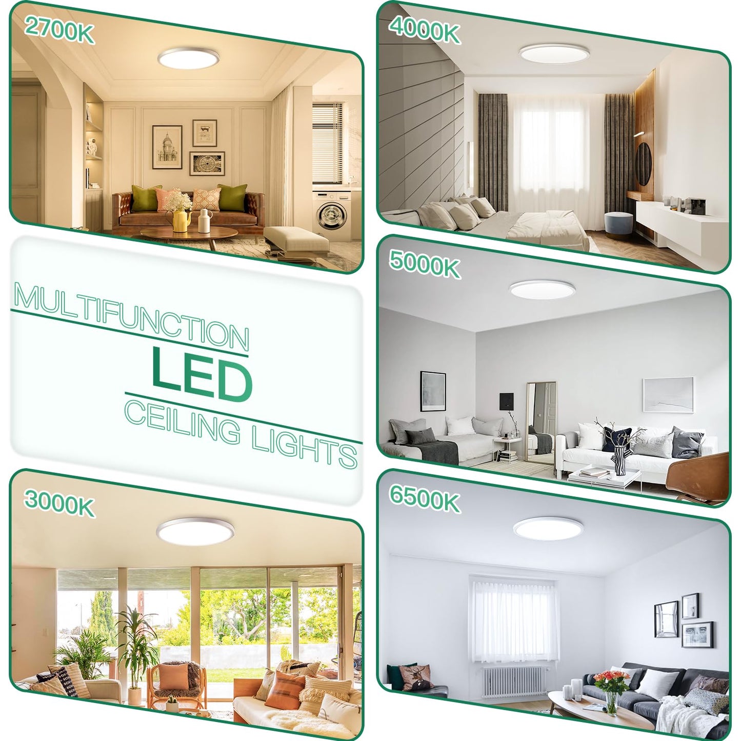 Brightever LED Flush Mount Ceiling Light, 12 Inch 24W Ultra Slim 0.67 Inch Kitchen Lighting Fixture, 3200LM 240W Equivalent, 2700K-6500K Color Selectable, Dimmable Light Fixture Ceiling Mount, 1 Pack