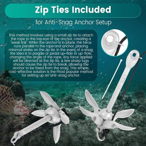 Kayak Anchor Kit - 1.5/3.5 lb Compact Folding Grapnel Anchor for Kayaks, Canoes & SUPs | Lightweight Rust-Resistant Design