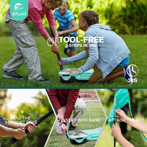 ENOVI EasyGo Badminton Set, with Net, 4 Racket, 4 Birdies, Portable Storage Box, for Backyards, Outdoor Games, Yard Games