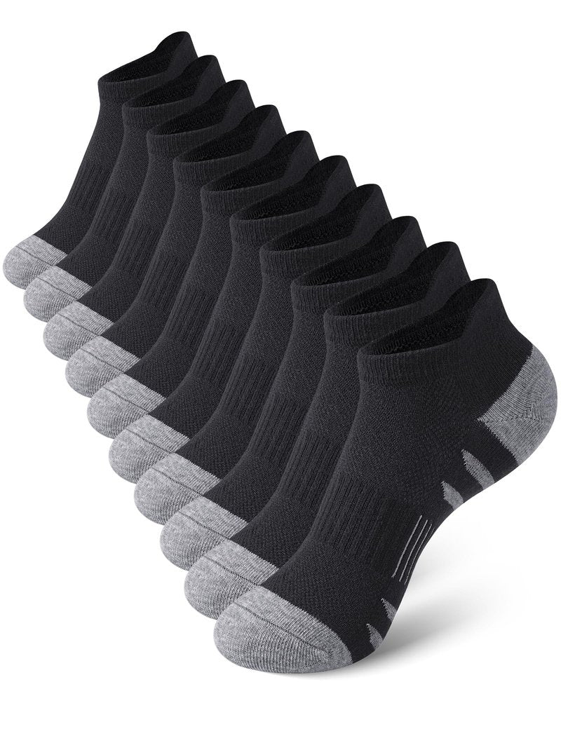Somaibo 10 Pairs Boys Ankle Socks Kids Low Cut Half Cushioned Athletic Socks Girls Sock 10-12 Years Black