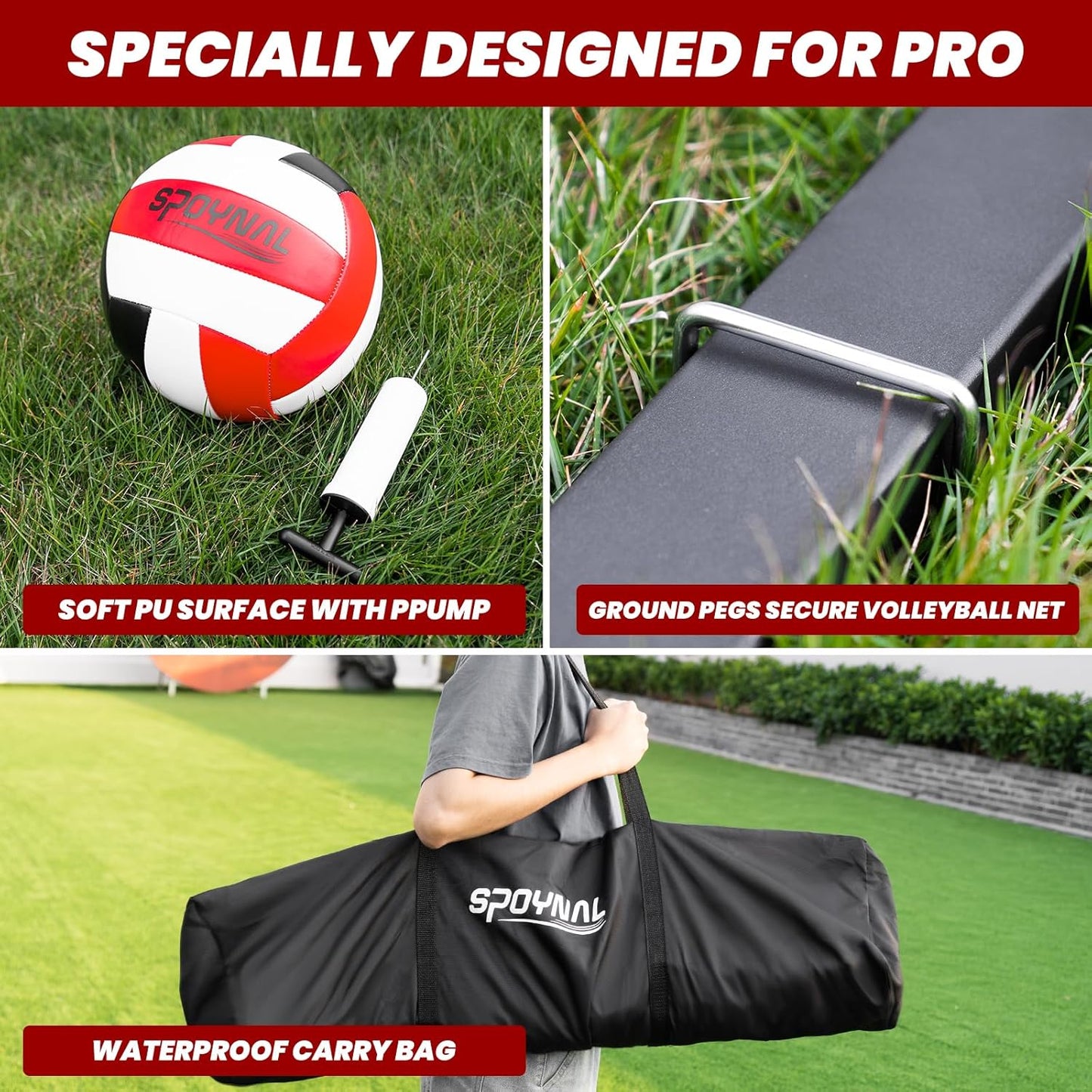 Skiennix Portable Volleyball Net - Adjustable Height Freestanding Set for Indoor/Outdoor Use | 12FT/20FT Size