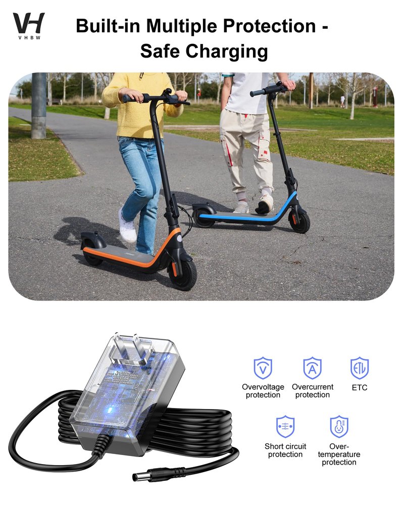 25.2V 1.5A Charger for Segway Ninebot C2 Pro & E2 Plus, 5.5mm x 2.1mm DC Adapter for ZING C8 C10 C20 & Gyroor H30 Electric Scooter