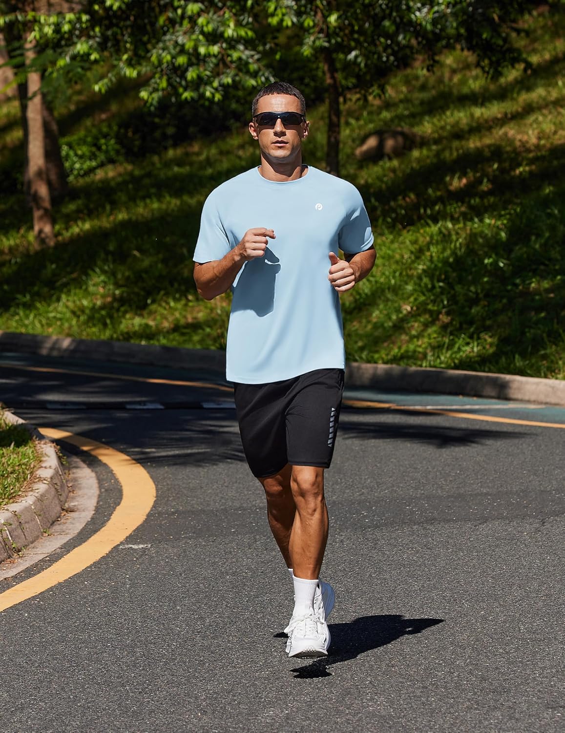 PINSPARK Men's Workout Shirt - UPF 50+ Quick-Dry Athletic Tee for Running & Gym | Short Sleeve